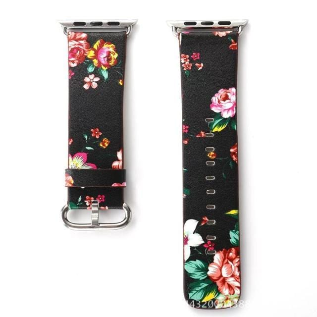 Floral Leather strap For Apple Watch