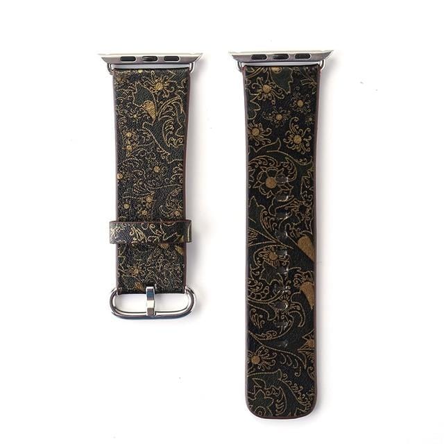 Floral Leather strap For Apple Watch