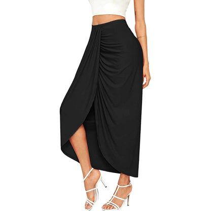 Solid Wrap Summer Split Skirt