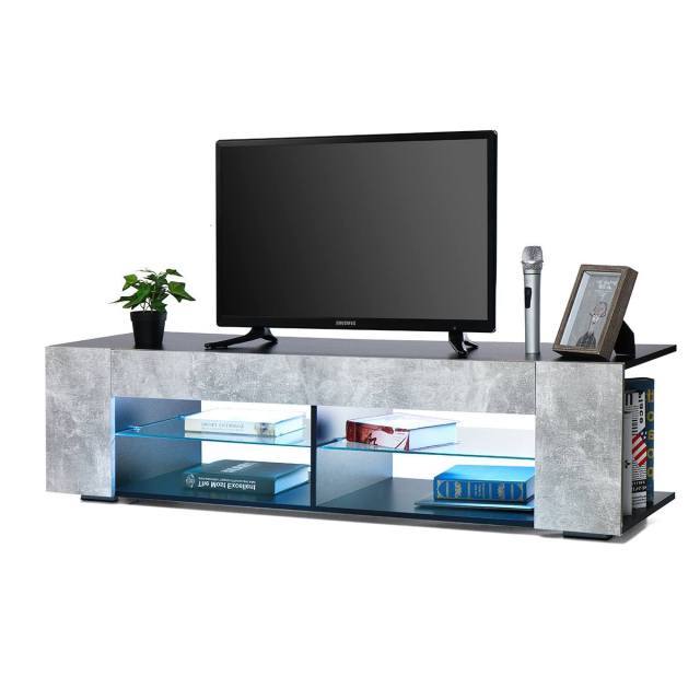 LED TV Stands With 2 Side Cabinet Storage Organizer