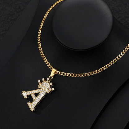 Crown Letter Necklace For Men and Women