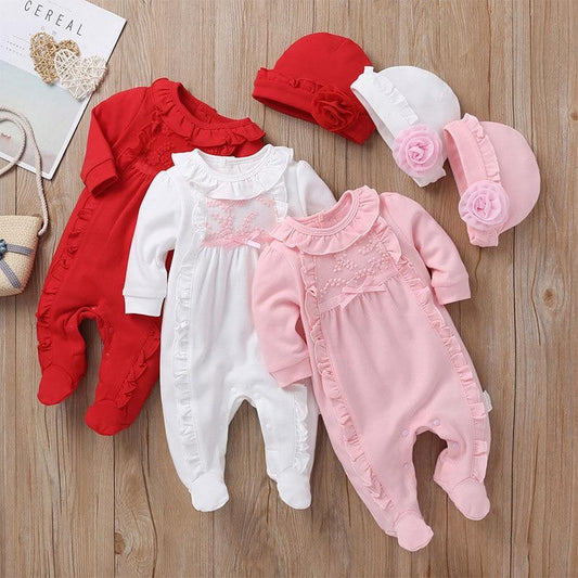 Newborn Girls Jumpsuit With Hat