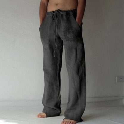 Men's Summer Breathable Solid Color Linen Trousers