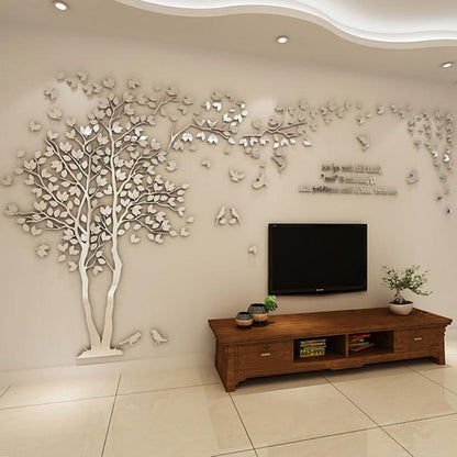 3D Wall Sticker Tree With Bird Mirror Wall