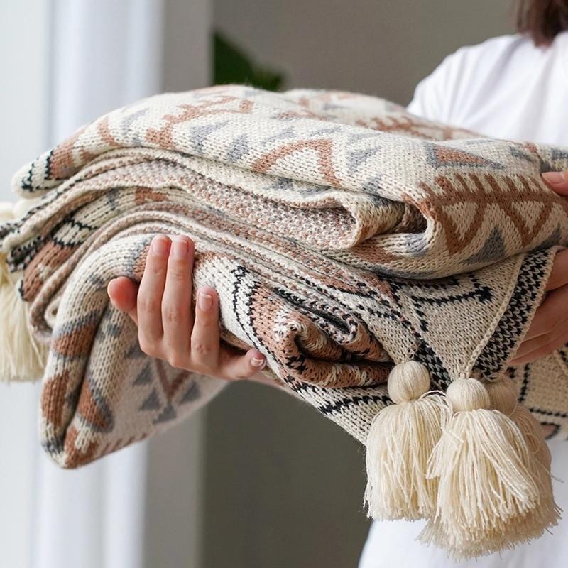 Soft Tassel Knitted Blankets