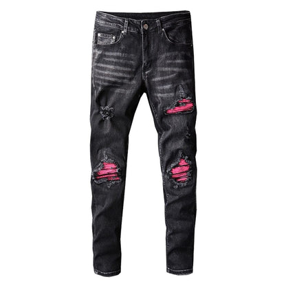 Men's Red Patch Jeans
