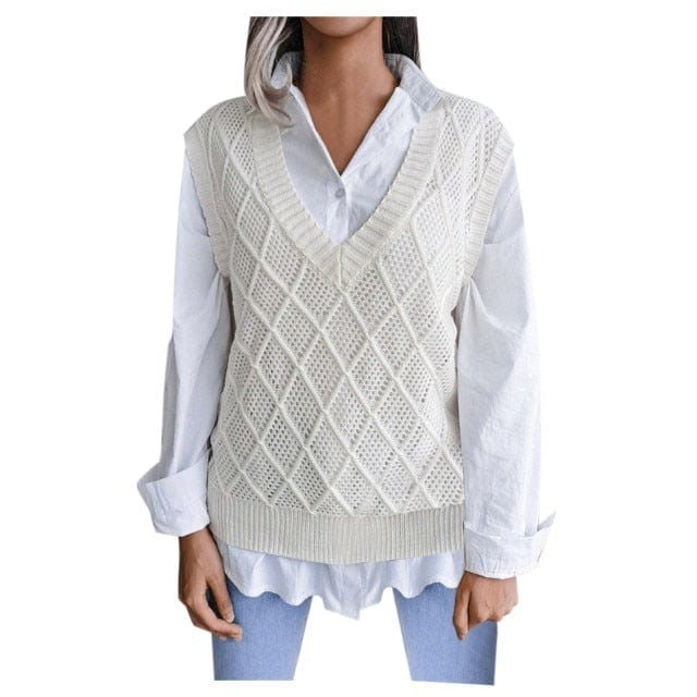 Women Sleeveless V-neck Knitted Vest