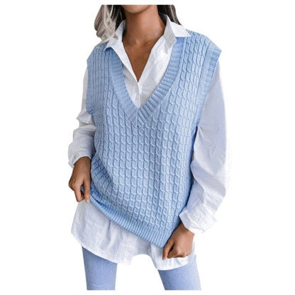 Women Soild Color Sweater Vest