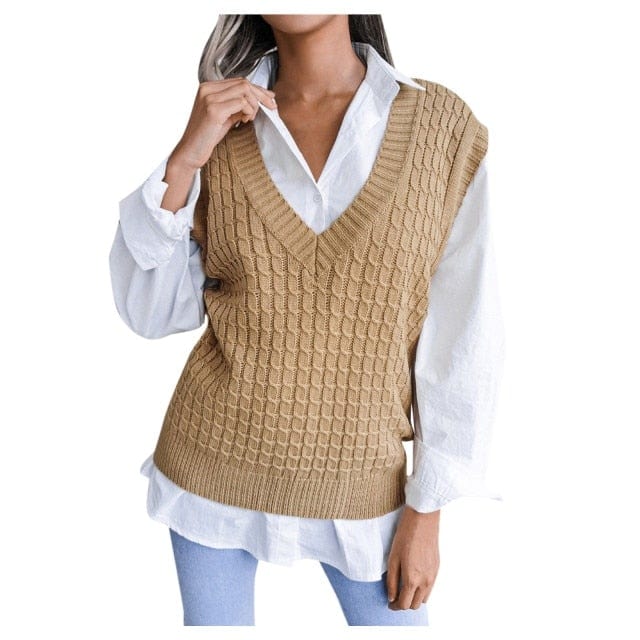 Women Soild Color Sweater Vest