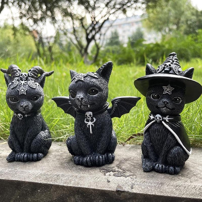 Halloween Magic Cat Kitty Sculpture Lawn Gnome