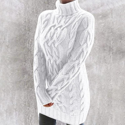 Gray Oversized Turtleneck Sweater Dress
