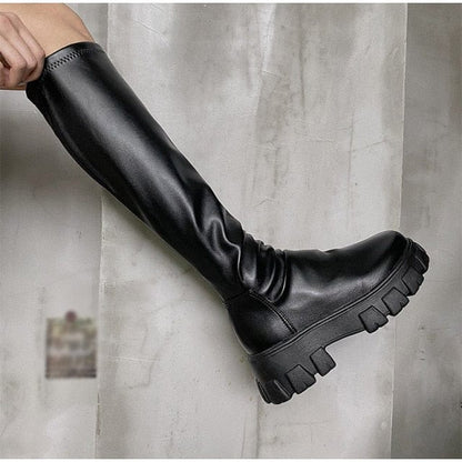 Women Mid Calf Black Boots