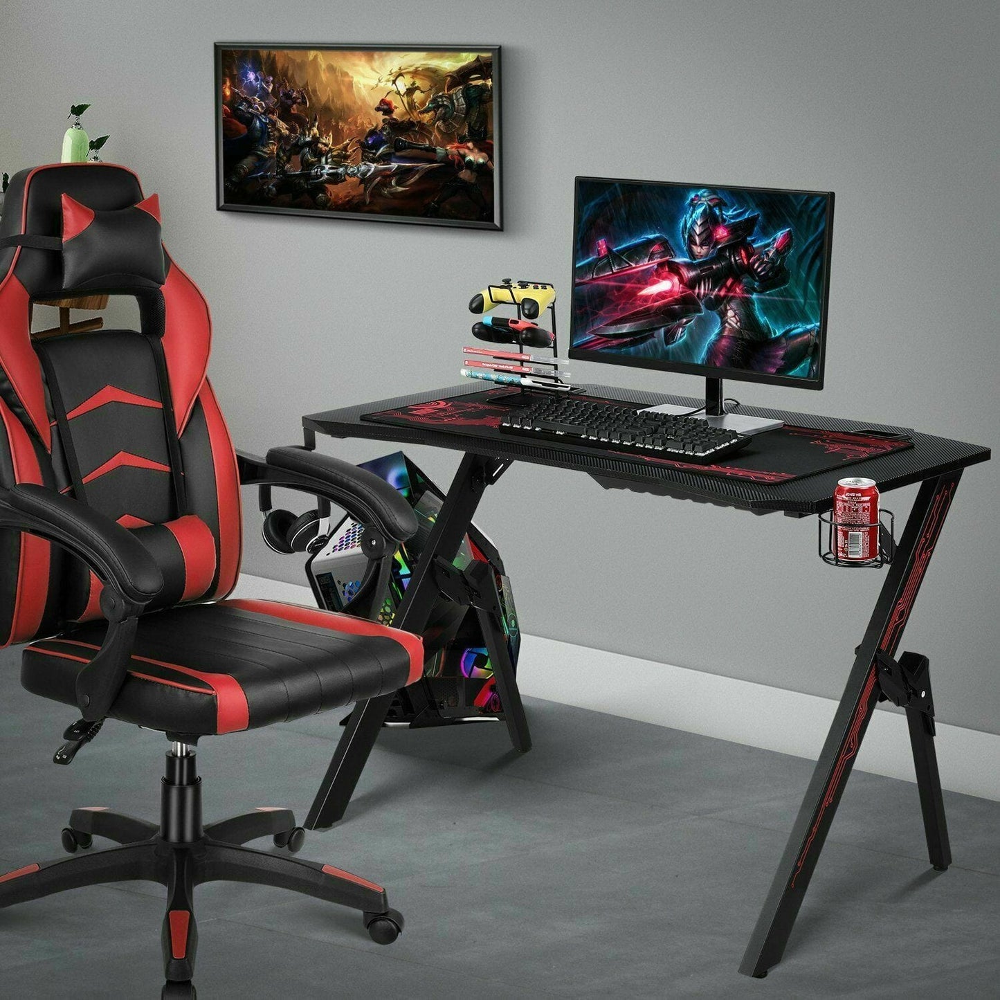 Black Matte Computer Gaming Desk