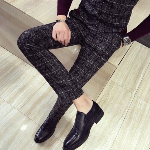 Men's plaid skinny on sale fit dress pants