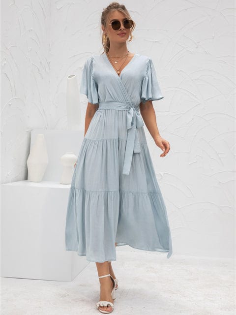 Women Fashion Solid Blue Dress