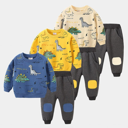 Dinosaur Pattern Tops + Trousers Kids Clothing