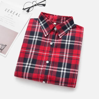 Women Flannel Plaid Shirt Plus Size